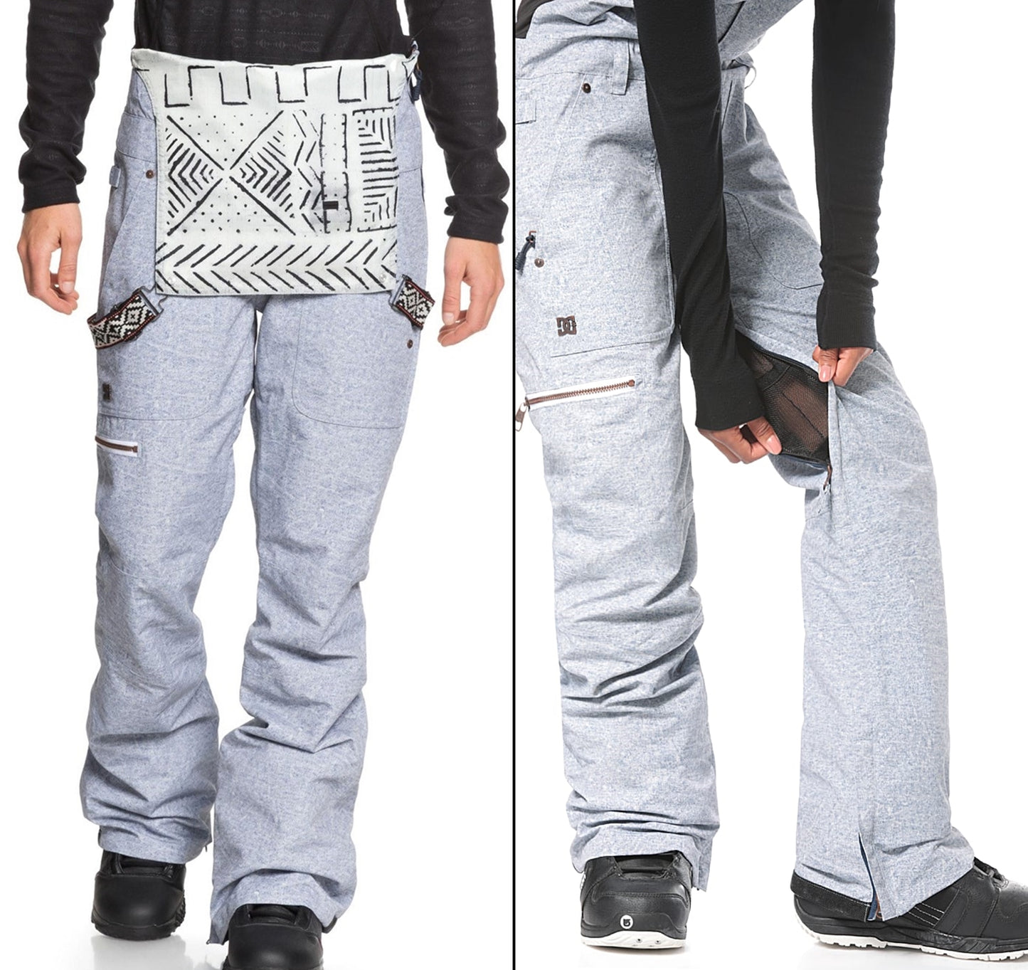 全新 Woman DC Collective bib Snowboard Pants 淺藍牛仔 滑雪褲 防水/透氣 15K/10K